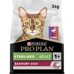 PURINA PRO PLAN | Sterilised Adult 1+ Savoury Duo | Riche en Canard et Foie | Croquettes | Chat | Sac de 3kg