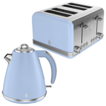 Swan Retro Kettle & 4 Slice Toaster Matching Kitchen Set (Blue) 🚚💨