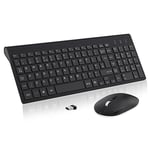 Wireless Keyboard and Mouse Set, 2.4G Compact Slim QWERTY UK Layout USB Keyboard and Cordless Silent Mouse Combo with Numeric Keypad Ergonomic Energy Saving for Windows PC/Laptop/Computer/Apple Mac