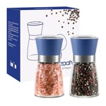 Vzaahu Salt and Pepper Grinders 2 Set with Ceramic Core Cinnamon,Adjustable Coarseness,Color Blue,Portable,Refillable Spice Mills,Home Kitchen Birthday,Housewarming Gifts