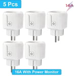 Tuya SmartLife-Prise intelligente WiFi EU,moniteur d'alimentation,fonction de synchronisation,16A,20A,fonctionne avec Alexa Google Home Alice - Type 16A 5PCS-Ue Plug