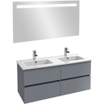 Jacob Delafon - Meuble double vasque 120 cm Tolbiac gris anthracite + miroir led