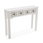 Versa Safira Meuble d'Entrée Étroit pour Entrée ou Couloir, Table Console, avec 4 tiroirs, Dimensions (H x l x L) 79 x 25 x 97 cm, Bois, Couleur: Blanc et Marron