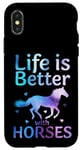 Coque pour iPhone X/XS Life Is Better With Horses Adorable cheval à cheval