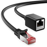 deleyCON 0,5m Cat6 Câble de Raccordement Extension pour Ethernet LAN Câble Réseau Câble Internet - RJ45 Mâle à RJ45 Femelle S/FTP PiMF 250 MHz Cuivre - Noir