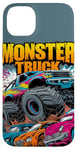 iPhone 14 Plus Monster Truck Crushing Cars Art for Monster Truck Lovers Case