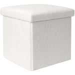 Mm_unverified_brand - Pouf coffre pliable en bouclette blanc