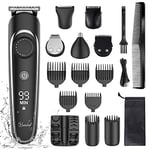 Hatteker Beard Trimmer Hair Clipper Hair Trimmer Grooming Kits Electric Shaver Razor for Men Mustache Nose Ear Body Precision Trimmer Groomer Multigroom IPX7 Waterproof Cordless Rechargeable 6 in 1