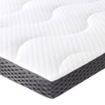 Amazon Basics - Surmatelas de Mousse à Mémoire de Forme avec Gel Rafraîchissant Moelleux, 80 x 190 x 7 cm, Blanc