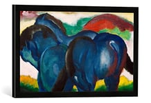 Kunst für Alle 'Encadré Image de Franz Marc Les Petits Chevaux, Bleus Impression d'art dans Le Cadre de Haute qualité Photos Fait Main, 60 x 40 cm, Noir Mat