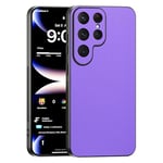 TAUYN Coque pour Samsung Galaxy S23 Ultra, Ultra-Fin Premium PU Cuir Back et Monture en Silicone Souple Etui, Antichoc, Anti-Rayures Bumper Housse. - Violet