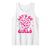 Let's Go Girls Pink Cowgirl Hat Disco Ball Country Western Tank Top