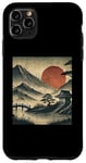 Coque pour iPhone 11 Pro Max Village japonais vintage jardin vue montagne paysage soleil