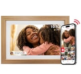 Inov8 Framing Smart WiFi 10.1 Inch High Res 32GB Touch Screen Digital Picture Frame + Frameo. Send & Share 100’s Photos/Videos via iOS & Android Devices from any location. White w/Light Oak Frame.