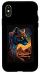 Coque pour iPhone X/XS Cougar Montagnes Coucher de soleil Hiker Retro 70s Vintage