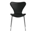 Fritz Hansen - 3107 Sjuan - Helklädd, Läder, Grace Black - Matstolar - designer_arne_jacobsen - Svart - Läder/Metall/Trä