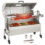 VEVOR Barbecue à Charbon avec Tournebroche Électrique Charge 60 kg 4 tr/min Rôtissoire à Charbon Barbecue Rôtissoire Cuisson 104x38 cm Haute Réglable Fenêtre en Verre pour Rôtir Agneau Cochon