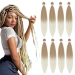 Braiding Hair Pre Stretched - 26 Inch Pre Stretched Braiding Hair 27/613 Braiding Hair Soft Yaki Texture 8 Packs Crochet Hair Extensions Braids for Black Women (26 Inch(8Packs), 27/613)