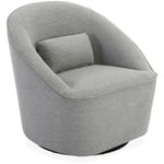 Sweeek - Fauteuil pivotant 360° en tissu gris clair. avec coussin lana l 80 x p 73 x H77cm