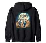 Three Capybara Mystic Moon - 3 Majestic Capybaras Zip Hoodie