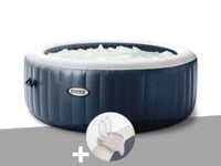 Kit spa gonflable Intex PureSpa Blue Navy rond Bulles 4 places + Porte-verre