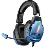 Casque De Jeu Ps4 Ps5 Pc Xbox One Switch, Casque De Jeu Ps4 Stéréo Avec 90° Coussinets Rotatifs, Microphone Antibruit, 4 Modes Rvb Lumière (Bleu)