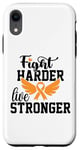 Coque pour iPhone XR Lutte plus dur Live Stronger Orange Ribbon Sensibilisation à la leucémie