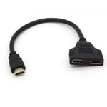 Adaptateur 2 ports Cable HDMI pour PC ALIENWARE Television TV Console Gold 3D FULL HD 4K Ecran 1080p Rallonge