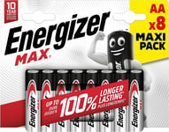 8 NEW Energizer AA MAX Alkaline Powerseal Batteries LR6 MX1500 MN Longest Expiry