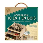 MISTER GADGET, MG3477, Coffret 10 Jeux de Société en Bois, Échecs, Dame, Petits Chevaux, Jeu de l’Oie, Échelle et Serpent, Solitaire, Backgammon, Dame Chinoise, Poker, Dés, Awalé