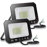 EXTRASTAR 20W LED Floodlight Outdoor, 1800LM Super Bright LED Security Lights, IP65 Waterproof Flood Light Wall Lights for Garden, Garage, Warehouse, Backyard and More - 6500K Daylight, 2 Pack