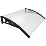 vounot Auvent de Porte d'entrée Toit Marquise en Polycarbonate Porte Résistante Toit Abri Protection Contre La Pluie et UV Transparent 120x80cm Noir