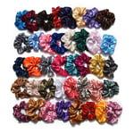 40-pack Scrunchies Hårsnoddar Satin Olika Färger flerfärgad