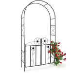 Arche à rosier Arceau de décoration jardin avec portillons h x l x p: 228 x 116 x 36,5 cm en fer époxy Support pour plantes grimpantes, noir