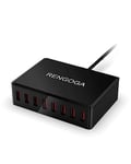 RENGOGA Chargeur USB Multiple, 8 Port USB-A Chargeur Multi 50W Station de Charge avec Smart Technologie, Adaptateur Secteur USB Rapide pour Smartphones Tablettes iPhone iPad Samsung Huawei Xiaomi