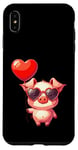 Coque pour iPhone XS Max Saint Valentin Amour Porcinet Cœur Amoureux Ballon Lunettes de soleil