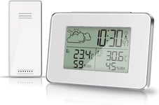 Station météo sans Fil, hygromètre pour thermomètre extérieur intérieur avec capteur extérieur écran LCD Moniteur d'humidité numérique de la température avec rétroéclairage (Blanc)