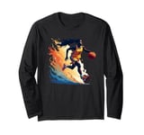 Vintage Retro Basketball Girl Jersey Graphic Design Art Long Sleeve T-Shirt