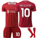 2024-2025 Liverpool Hemma Barn Vuxen Fotbollströja Med Strumpor Nr 10 MAC ALLISTER No.10 MAC ALLISTER 24