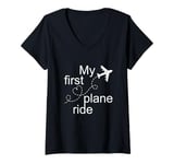 Womens My First Plane Ride Vacation First Time Flying Journey V-Neck T-Shirt