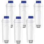 6 Pack Coffee Machine Water Filters for DeLonghi Magnifica, ECAM, Eletta, Dinamica, ETAM, EC, BC Series, DLSC002, SER3017 & 5513292811, Compatible with Coffee and Espresso Machines