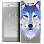 Caseink Coque pour Sony Xperia XZ1 (5.2) Housse Etui [Crystal Gel HD Polygon Series Animal - Souple - Ultra Fin - Imprimé en France] Loup