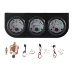 Universal Car Triple Gauge Kit Vattentemp+Volt+Oljetrycksmätare 52mm Instrument