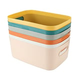 ASelected 6Pcs Plastic Storage Boxes, Multiple Colors Storage Baskets, 24x16x9cm Storage Boxes for Kitchen, Cupboard, Office, Bathroom, Toy, Durable Home Tidy Open Storage Bins with Handles