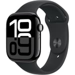 Apple Watch Series 10 GPS + Cellular - 46mm - Boîtier Jet Black Aluminium - Bracelet - Black Sport Band - M/L