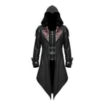 Mub- Zip Up Costume Hoodie Men Steampunk Jacket Medieval Long Gothic Victorian Frock Tailcoat for Halloween 1 XL