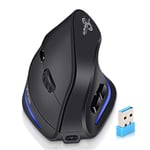 Souris Verticale sans Fil, 2.4GHz Rechargeable Souris Ergonomique, Mouse Verticale Droitier DPI Réglable, Interrupteur on/Off