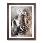 Hesiod And The Muse By Gustave Moreau Classic Painting Framed Wall Art Print, Ready to Hang Picture for Living Room Bedroom Home Office Décor, Walnut A4 (34 x 25 cm)