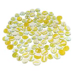 mesbilles - 20 Billes Plates Froissée Jaune - Galet en Verre 16 mm