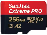 Secure Digital SDXC 256 GB SanDisk Extreme Pro, 200/140 MB/sek, Class 10, UHS-II U3, V60, inkl. SD-adapter